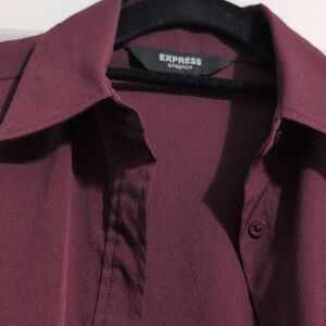 Express Women's Deep Burgundy Button Down Shirt